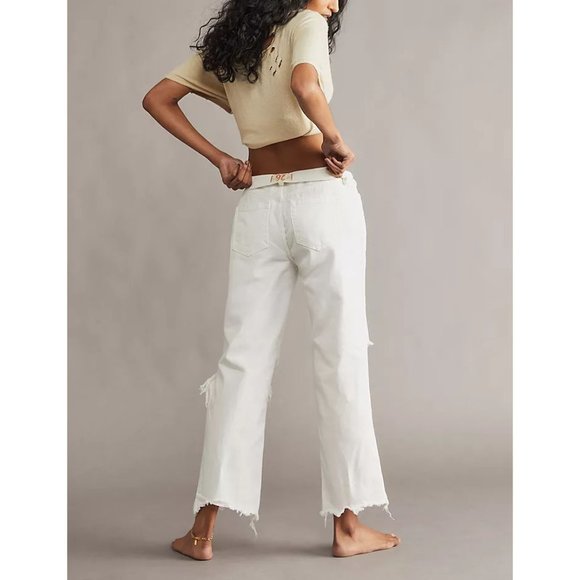 NWOT Free People Maggie Mid-Rise Straight-Leg Jeans / Optic White - Picture 2 of 12